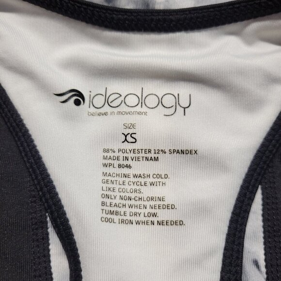 Ideology Extra Small Black White Floral Racerback Lightweight Workout Tank Top - Picture 9 of 9